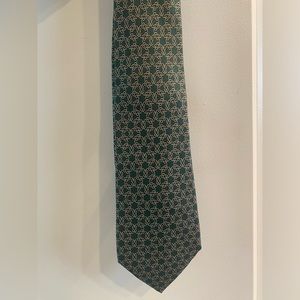 Hermes Classic Chain  Pattern Emerald Green Silk Necktie